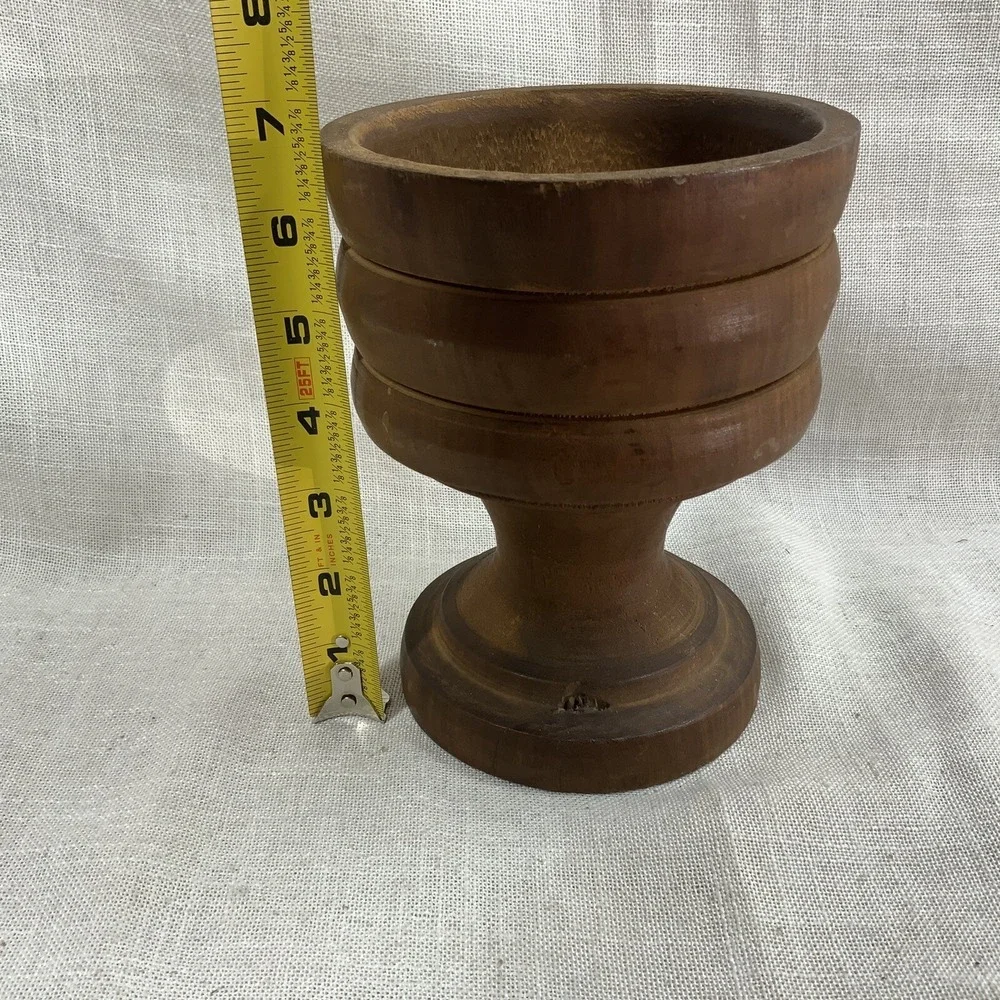 Large Vintage Wooden Mortar And Pestle Hand Turned Primitive Cottage Farmhouse